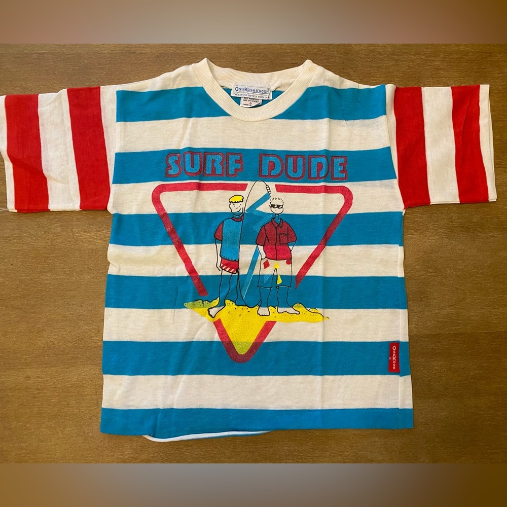 Vintage 80’s Oshkosh B’Gosh Surf Dude Striped Tee Size 6